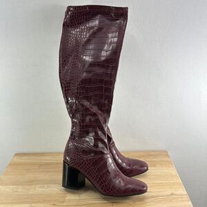 Franco Sarto Tribute Tall Boot- Burgundy Croc- Size 6 M- NIB